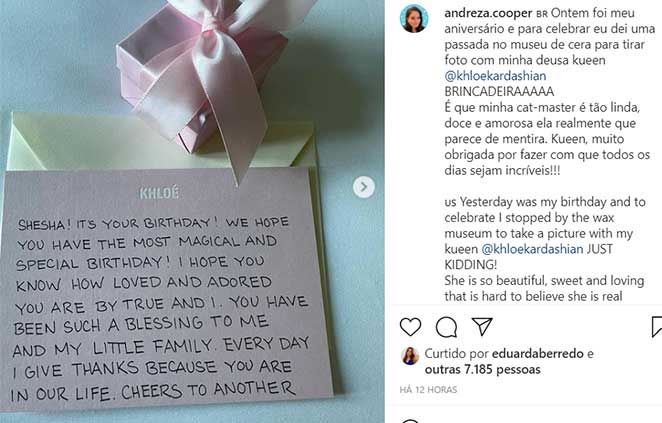 Kloé Kardashian homenageia babá brasileira