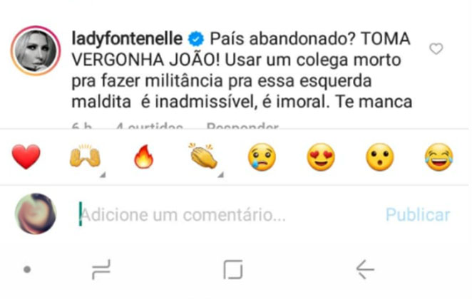 Apresentadora publicou sua revolta no perfil do ator