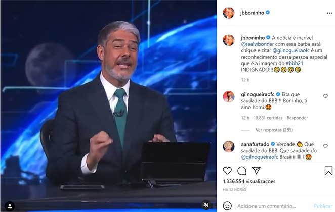 Boninho faz post sobre Willian Bonner e Gilberto Nogueira