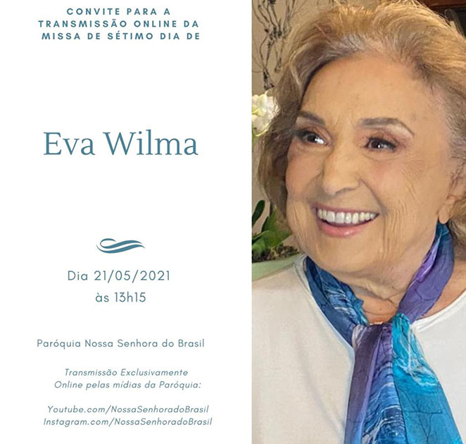 Convite para a missa de sétimo dia de Eva Wilma