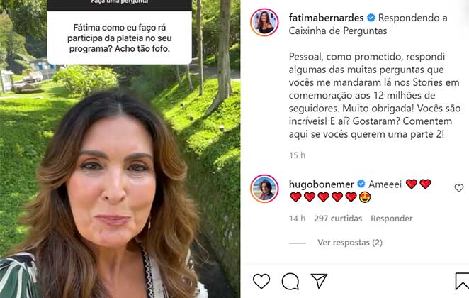 Fátima Bernardes responde perguntas de internautas