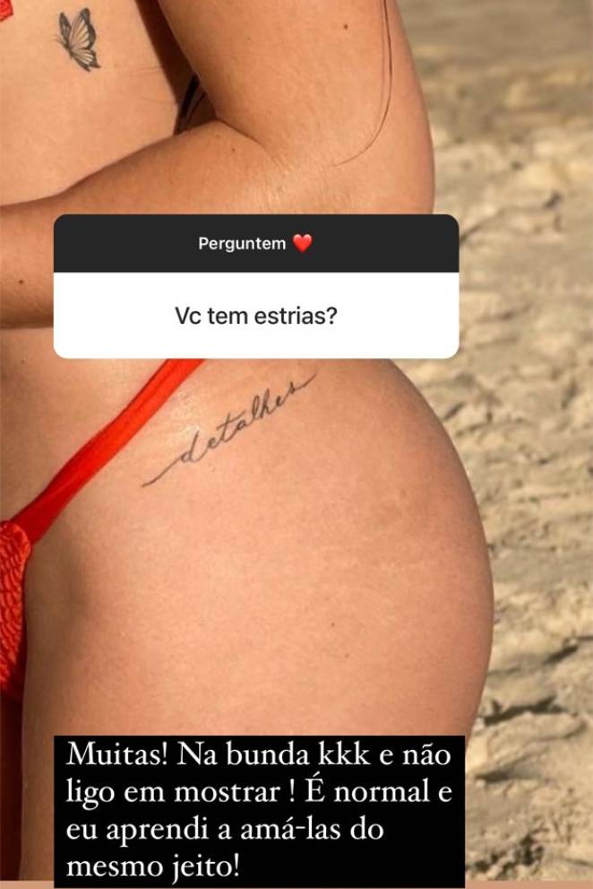 Gabi Martins comentando sobre estrias nos stories do Instagram