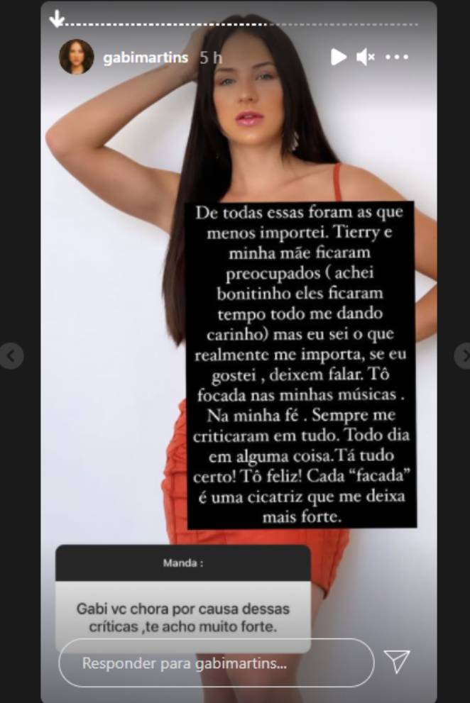 Gabi Martins rebateu criticas ao seu rosto