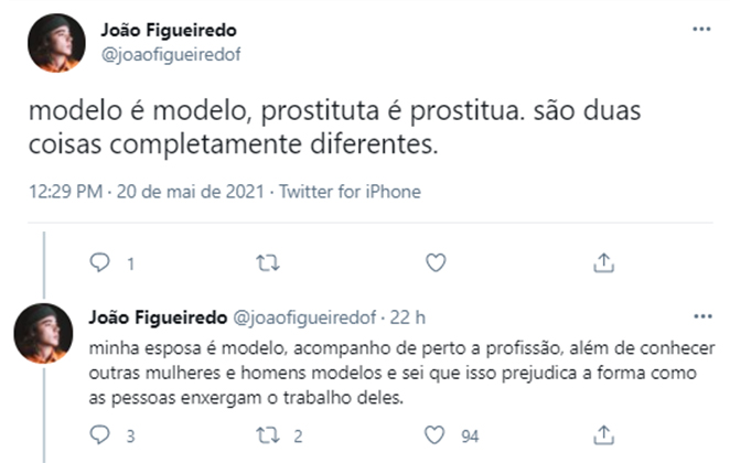 João Figueiredo falou do fato de chamarem Bianca Domingues de modelo