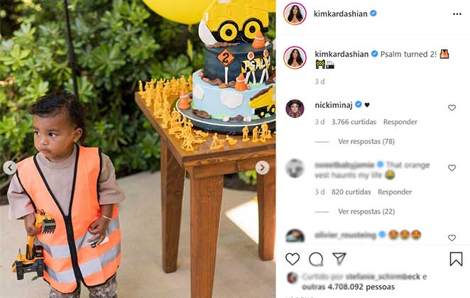 Kim Kardashian comemora os dois aninhos do filho, Psalm