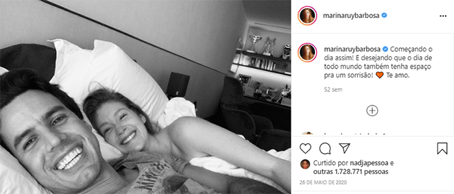 Marina Ruy Barbosa e Alexandre Negrão ainda mantêm posts juntos nas redes sociais