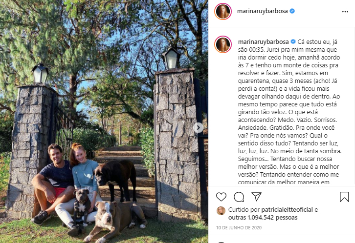 Marina Ruy Barbosa e Alexandre Negrão ainda mantêm posts juntos nas redes sociais