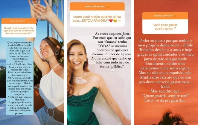 Marina Ruy Barbosa interage com os seguidores e fala de ataques na web