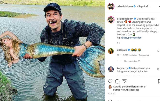 Orlando Bloom faz homenagem engraçada e Katy Perry responde em post