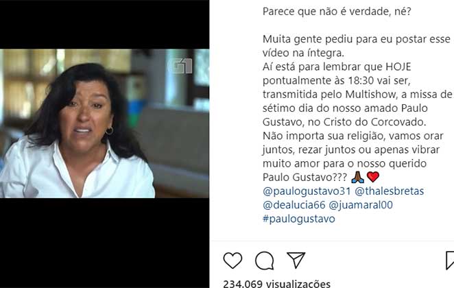 Regina Casé posta vídeo emocionante falando do amigo Paulo Gustavo