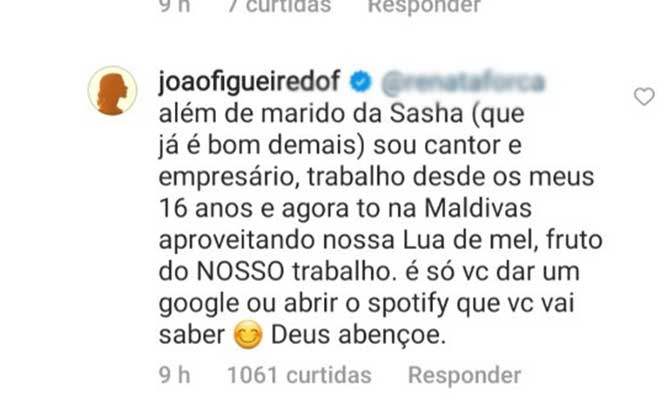 João Figueiredo responde à internauta