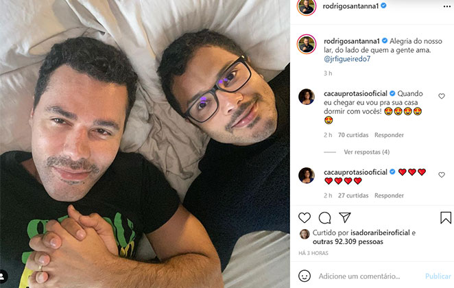 Rodrigo Sant'anna e Júnior Figueiredo comemoram alta hospitalar do ator