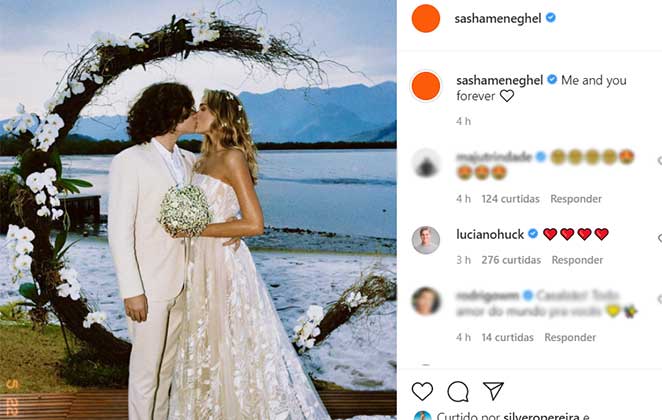 Sasha posta imagem do casamento