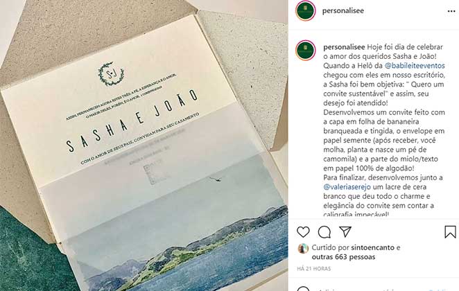 Texto do convite feito por Personalisee