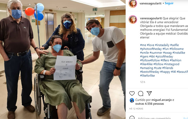 Vanessa Goulart mostra o momento da alta da mãe, Bárbara Bruno