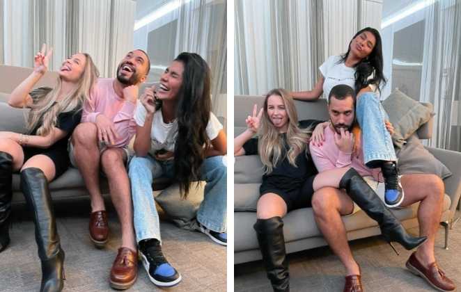 Carla, Gil e Pocah se divertem em reencontro