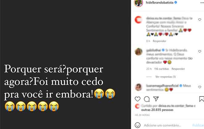 Pai de Whindersson Nunes lamenta a morte do netinho