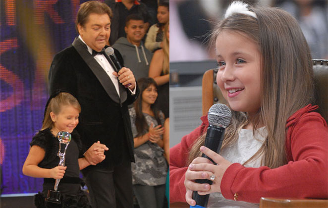 Atriz participando do Domingão do Faustão e Altas Horas