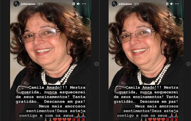 Juliana Paes se manifestou sobre a morte da atriz Camila Amado