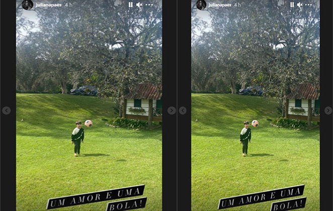 Atriz postou imagem do filho Antônio jogando bola