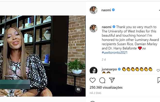 Naomi Campbell agradece carinho após nascimento da filha