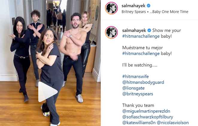 Salma Hayek arrasa dançando Britney Spears