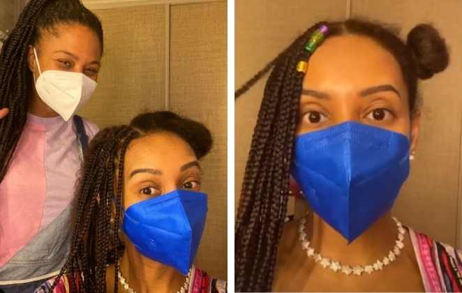 Tais mostra início do trabalho no seu penteado