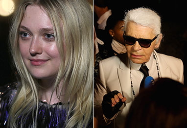 Dakota Fanning e Karl Lagerfeld marcam presença em evento da Chanel em