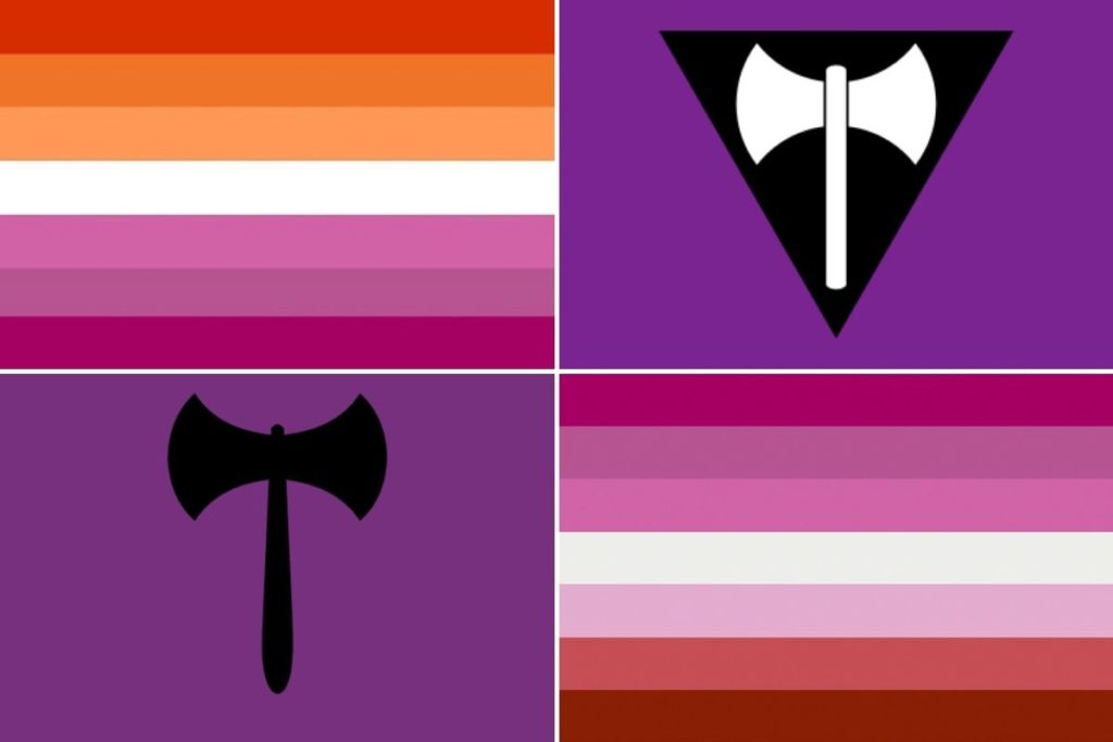 Fotomontagem com as bandeiras do orgulho lésbico