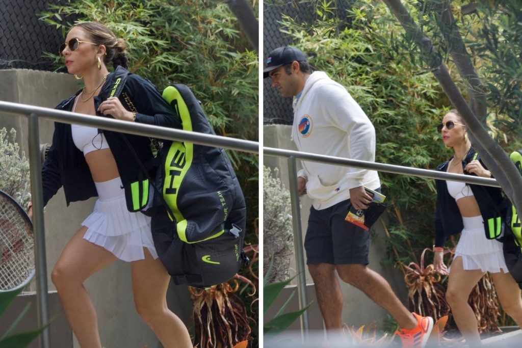 Lady Gaga chega para o treino toda trabalhada na grife esportiva.