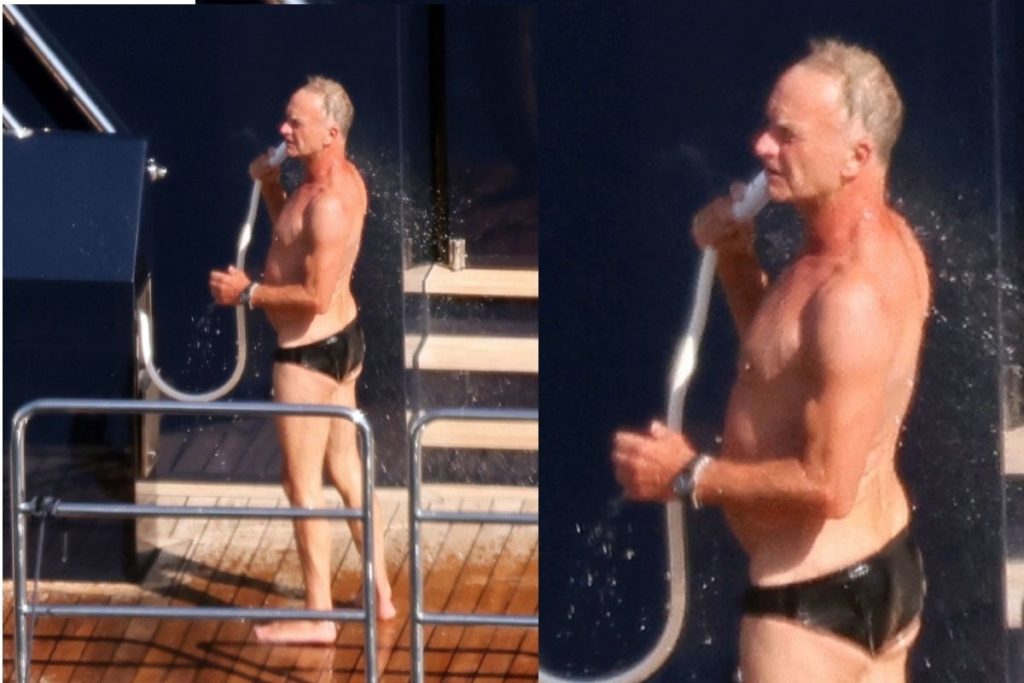 Sting é clicado de sunguinha durante passeio de iate pela Costa Amalfitana