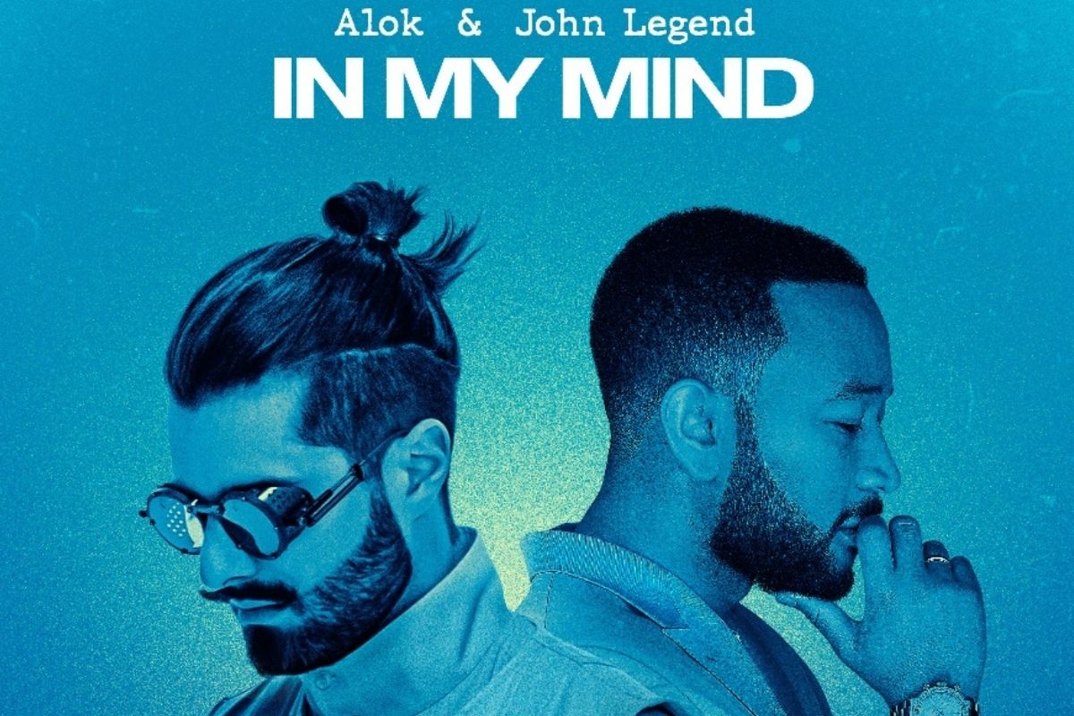 Alok e John Legend em capa do single In My Mind com fundo azul