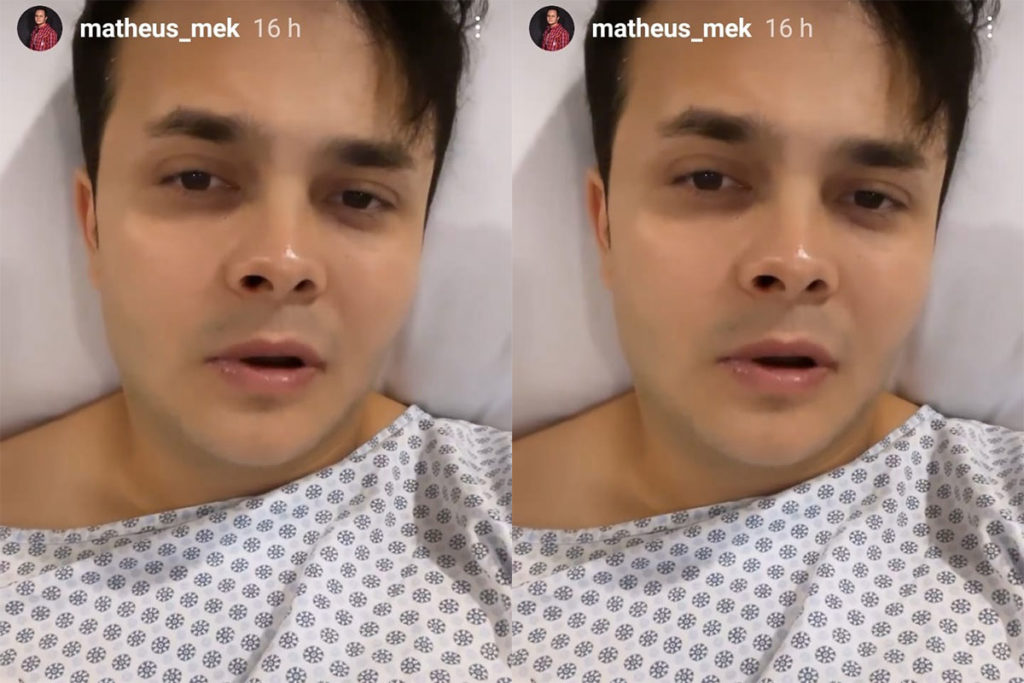 Cantor sertanejo Matheus no leito do hospital