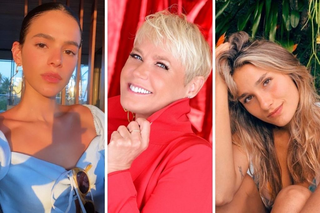 Bruna Marquezine posando, Xuxa sorridente e Sasha fazendo pose