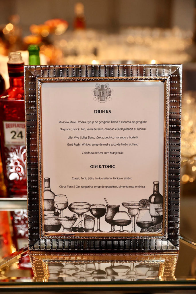 Cardápio de drinks do casamento de Jô Pinheiro e Eduardo Nunes
