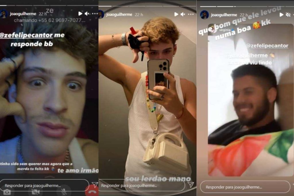 Stories de João Guilherme sobre número vazado de Zé Felipe