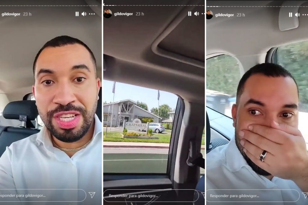 Gil do Vigor em carro, indo para São Francisco