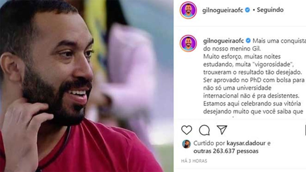 Post da equipe do Gil do Vigor, falando do PhD conquistado por ele