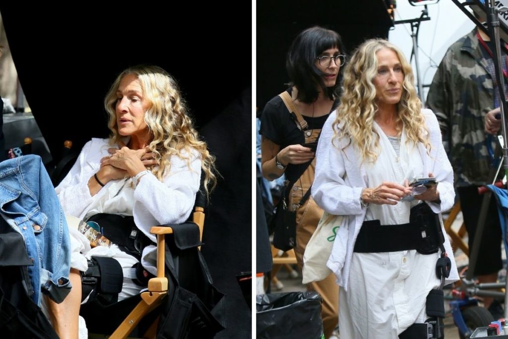Sex and the City_ Sarah Jessica Parker relaxa enquanto aguarda a próxima cena