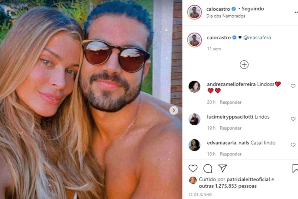 Grazi Massafera e Caio Castro em foto no Instagram