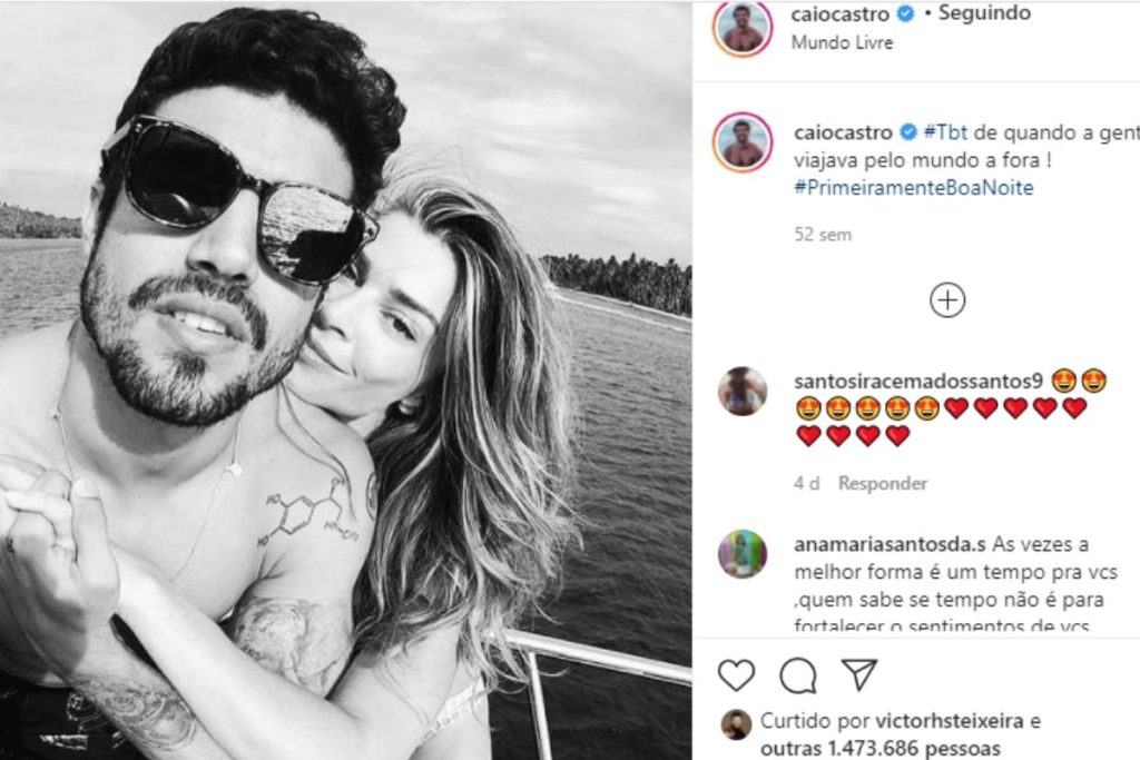 Grazi Massafera e Caio Castro em foto no Instagram