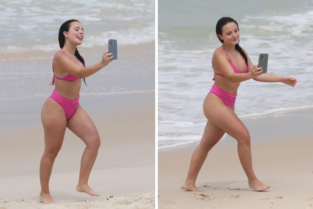 Larissa Manoela treina futevolei na Barra da Tijuca