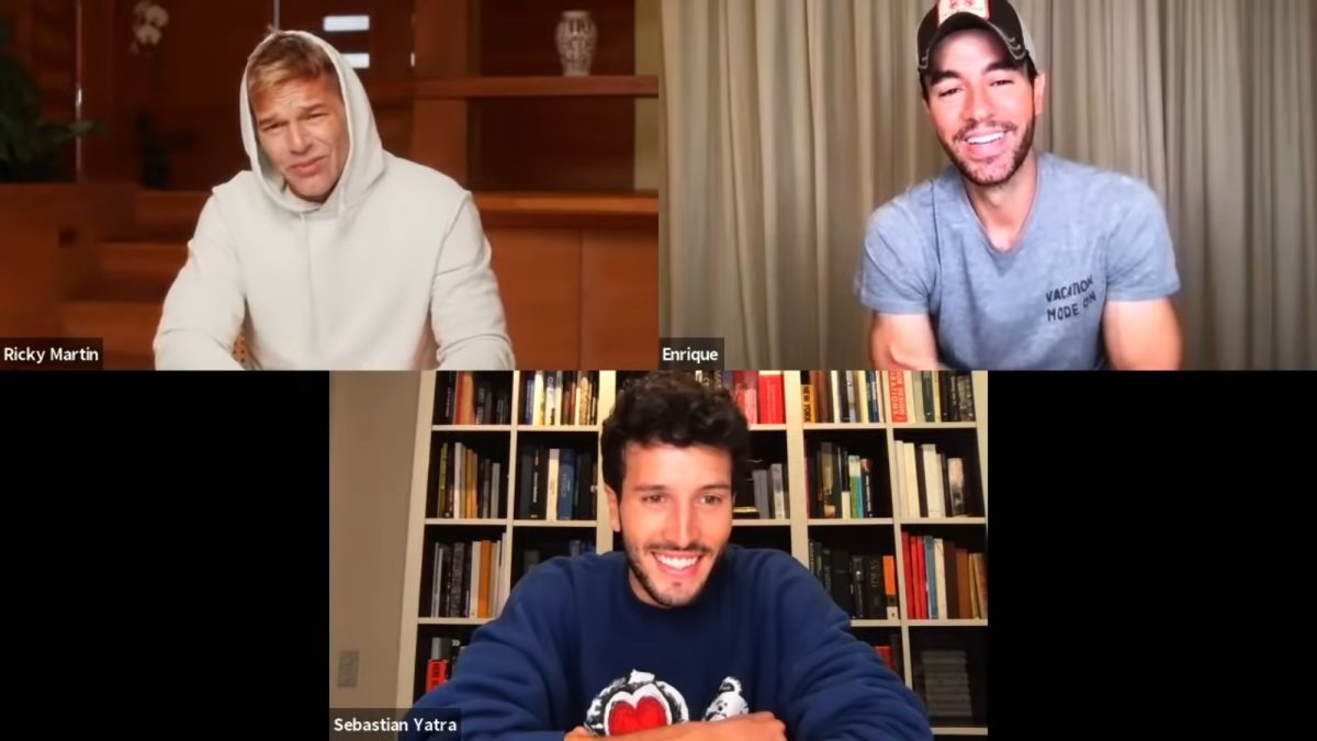 Ricky Martin, Enrique Iglesias e Sebastián Yatra em Live no YouTube