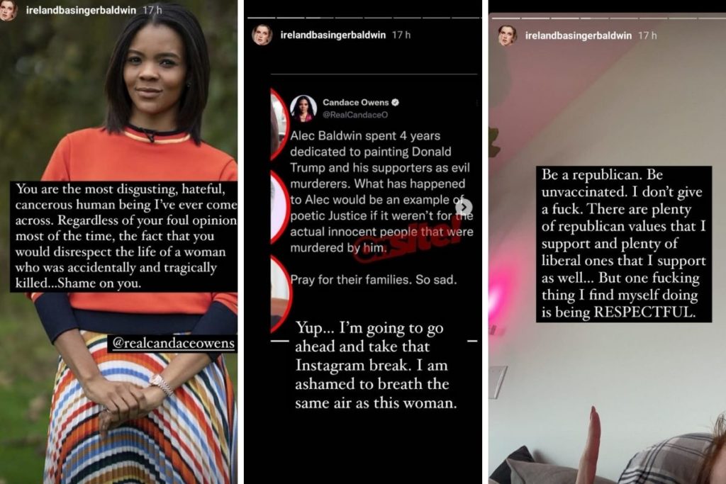 Posts de Ireland Baldwin e Candace Owens