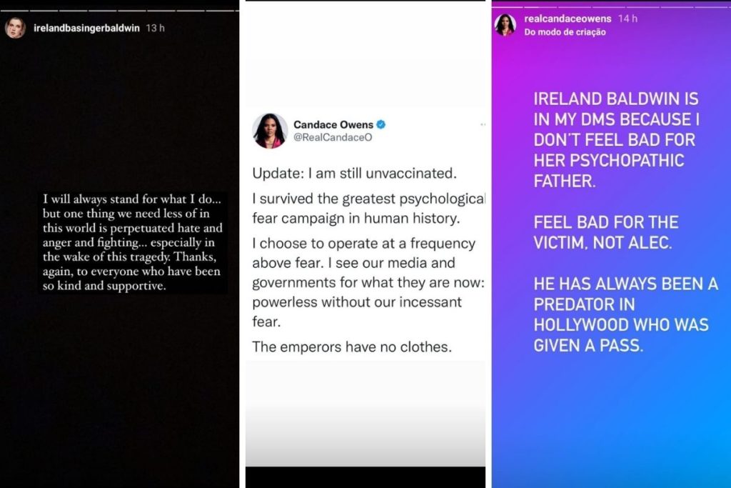 Posts de Ireland Baldwin e Candace Owens