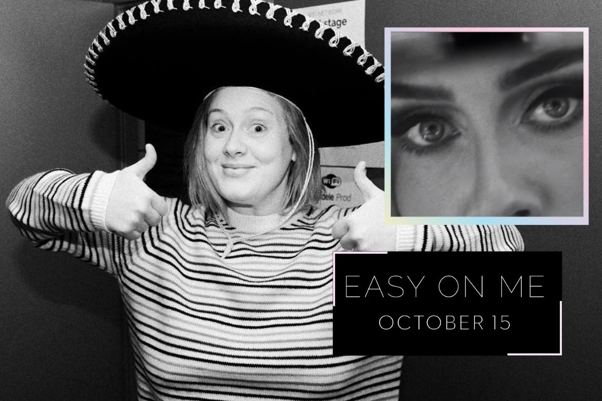 Montagem com clique de Adele no Instagram e trecho do clipe do novo single Easy On Me