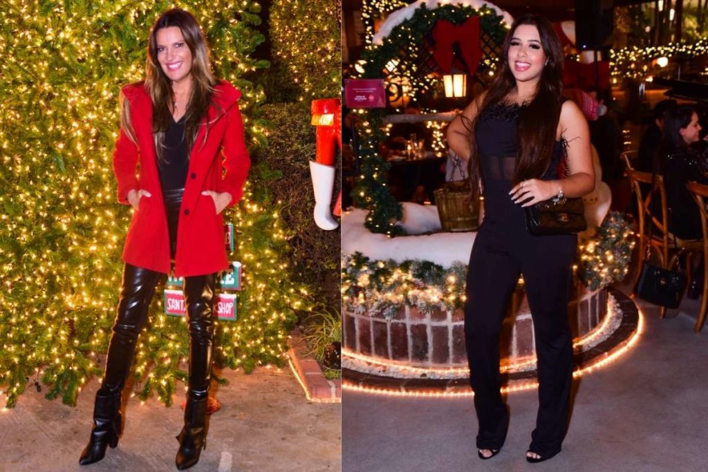 Andrea Magalhaes e Cintia Cruz em inauguração de decoração de Natal em São Paulo. Foto: Leo Franco/AgNews