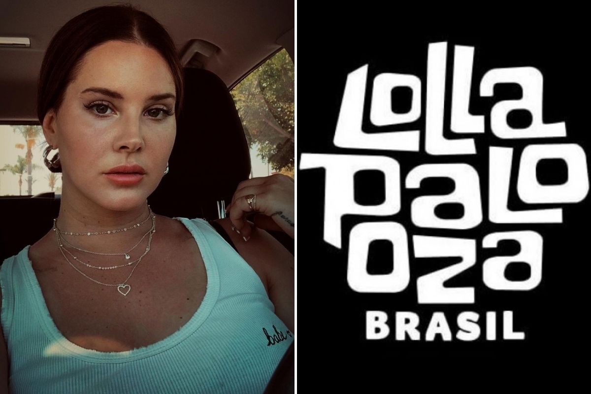 Lana Del Rey e logo de Lollapalooza em fotomontagem