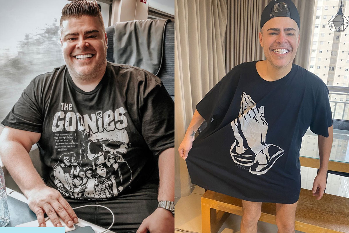 Rafael Vannucci antes e depois da cirurgia bariátrica