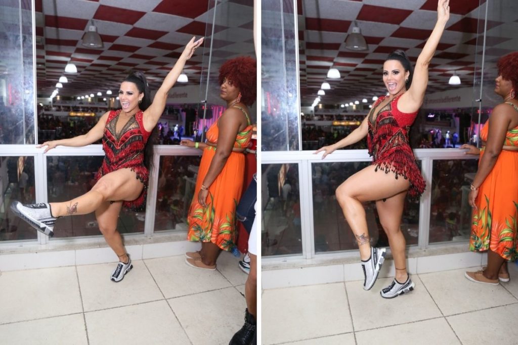 Viviane Araujo na quadra da Salgueiro